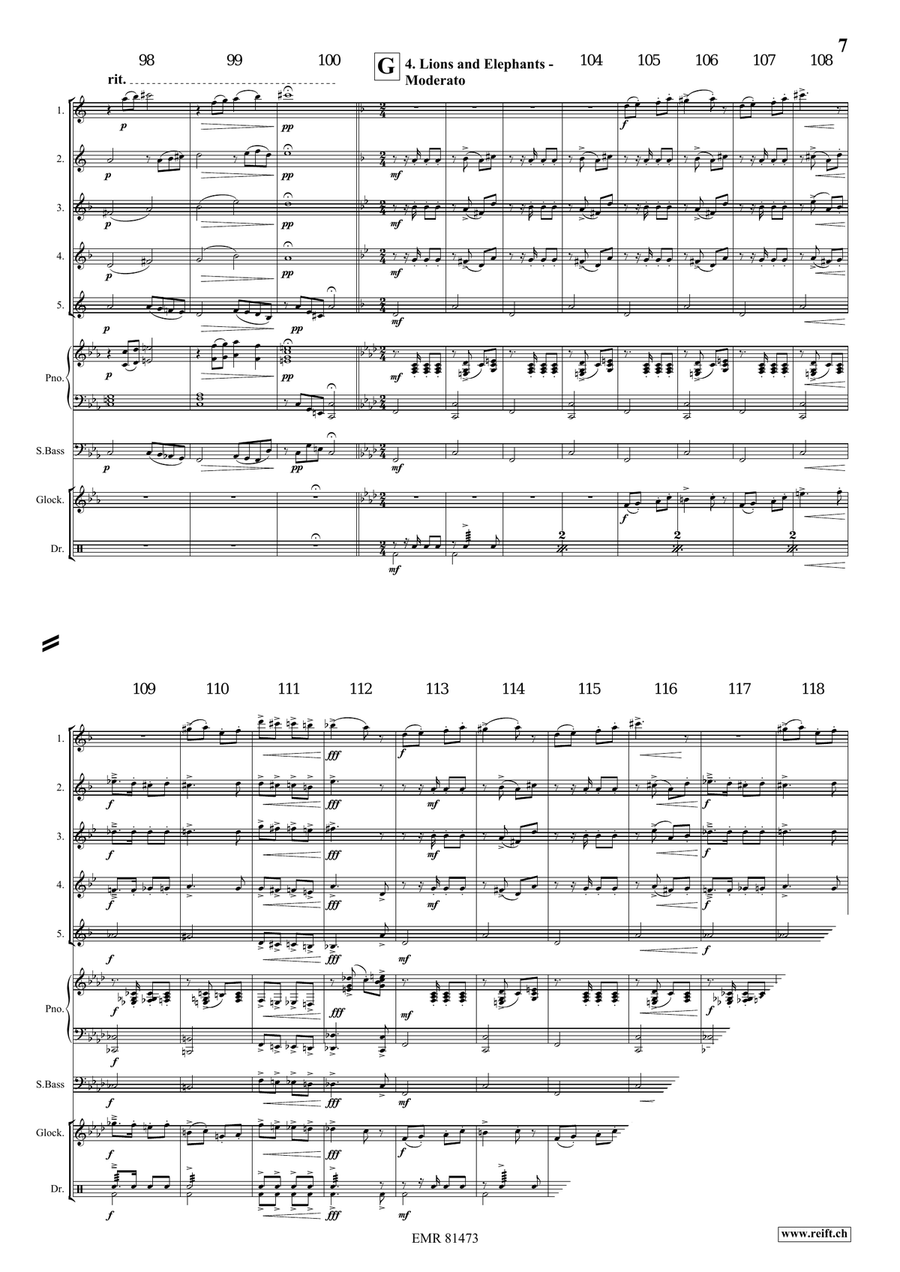 At The Circus At The Circus Saxophone Quintet scores gallery preview page 7