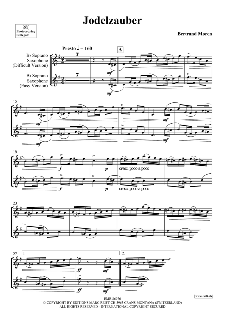 Jodelzauber Jodelzauber Soprano Saxophone scores gallery preview page 5