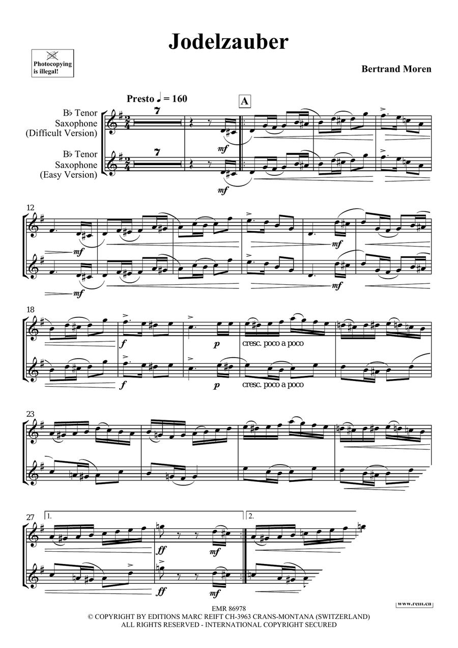 Jodelzauber Jodelzauber Tenor Saxophone scores gallery preview page 5