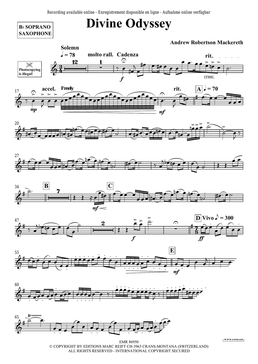 Divine Odyssey Divine Odyssey Soprano Saxophone scores gallery preview page 5