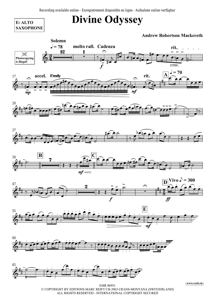 Divine Odyssey Divine Odyssey Alto Saxophone scores gallery preview page 5