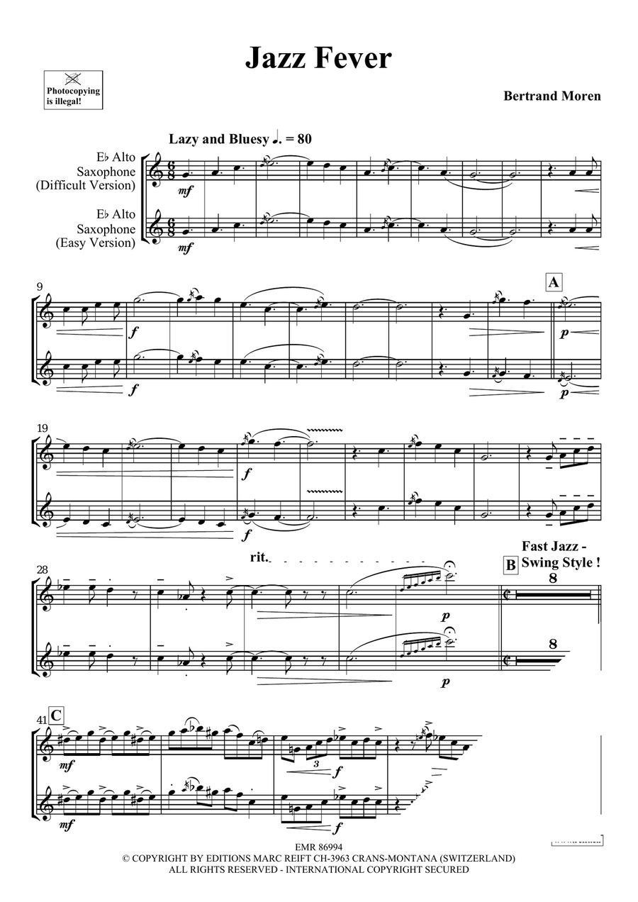 Jazz Fever by Bertrand Moren Alto Saxophone - Sheet Music page 4