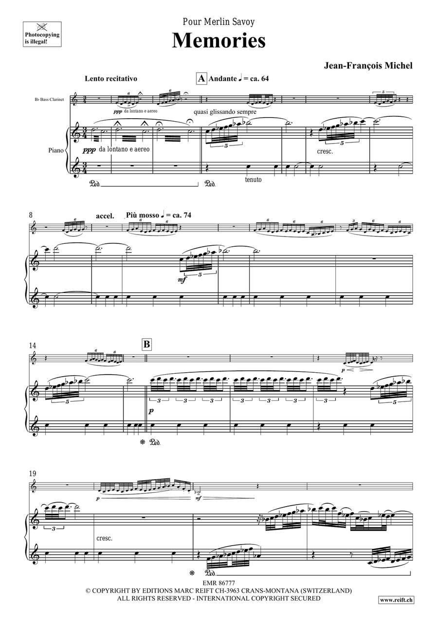 Memories Memories Bass Clarinet scores gallery preview page 5