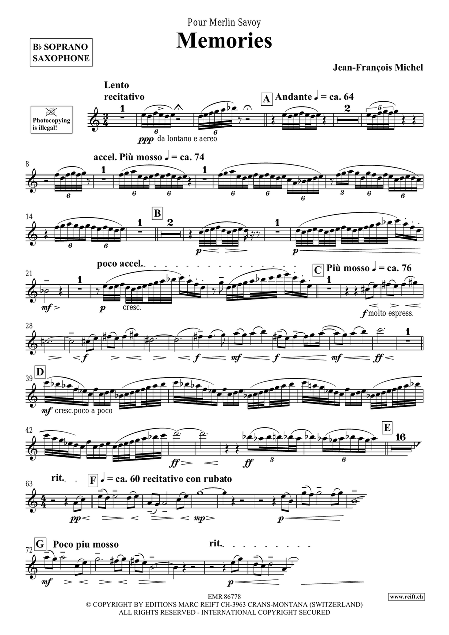 Memories Memories Soprano Saxophone scores gallery preview page 4