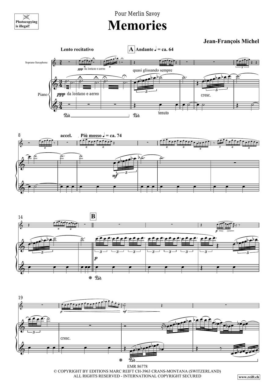 Memories Memories Soprano Saxophone scores gallery preview page 5