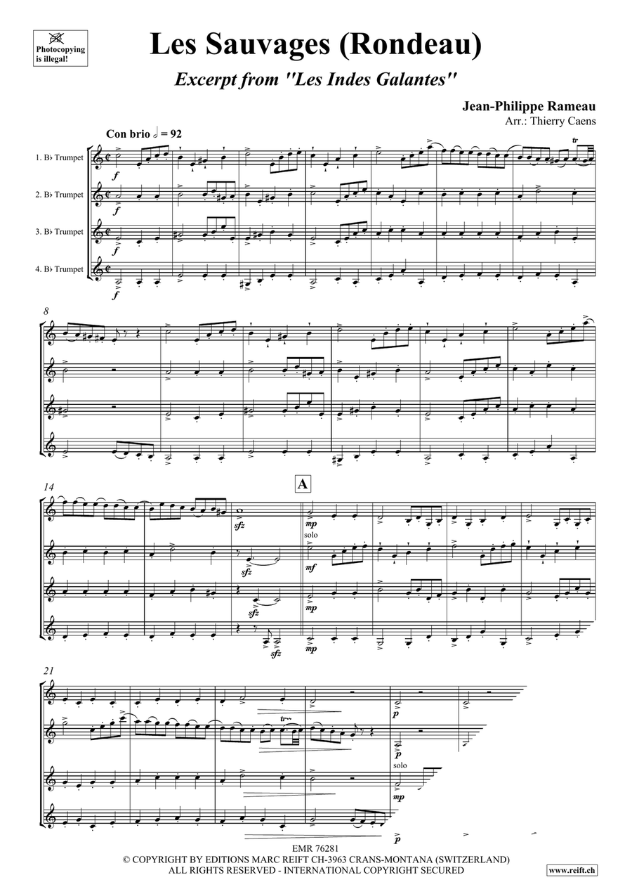 Les Sauvages (Rondeau) Les Sauvages (Rondeau) Trumpet scores gallery preview page 3