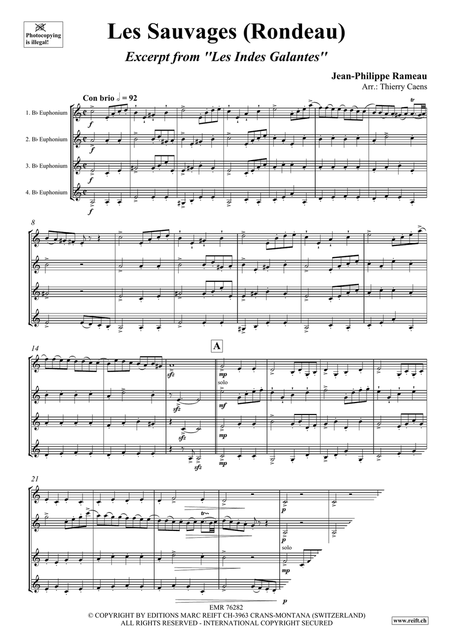 Les Sauvages (Rondeau) Les Sauvages (Rondeau) Euphonium Quartet scores gallery preview page 3