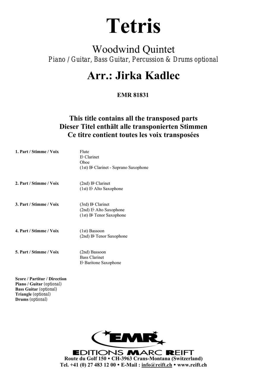 Tetris Tetris Woodwind Quintet scores gallery preview page 2
