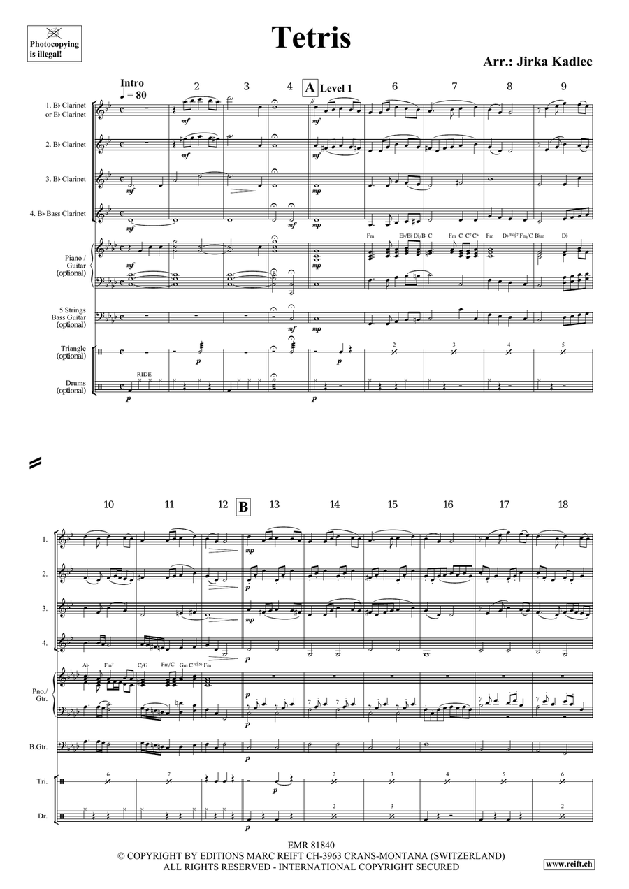 Tetris Tetris Clarinet Quartet scores gallery preview page 3