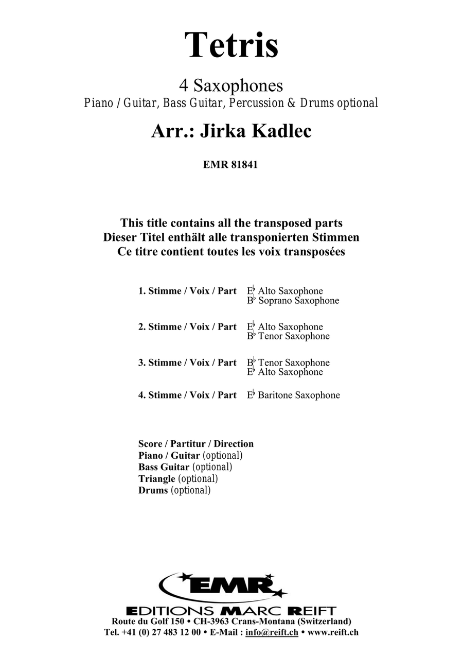 Tetris Tetris Saxophone Quartet scores gallery preview page 2