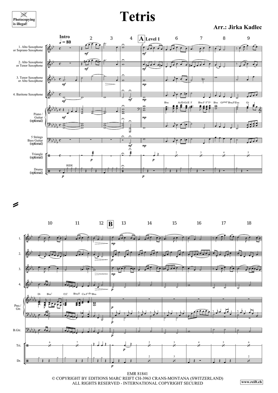 Tetris Tetris Saxophone Quartet scores gallery preview page 3