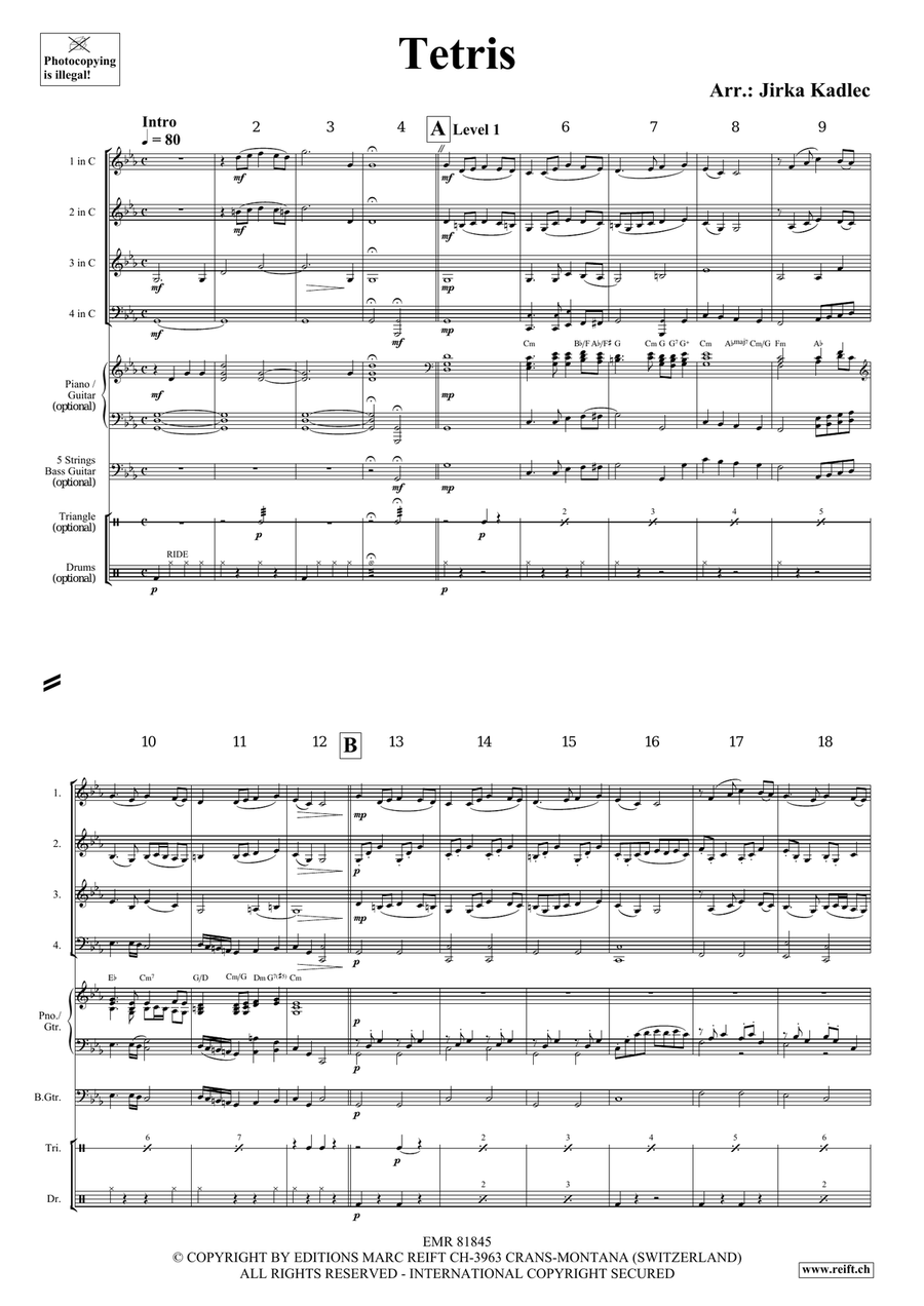 Tetris Tetris Brass Quartet scores gallery preview page 3
