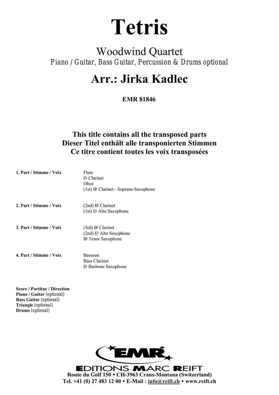 Tetris Tetris Woodwind Quartet scores gallery preview page 2