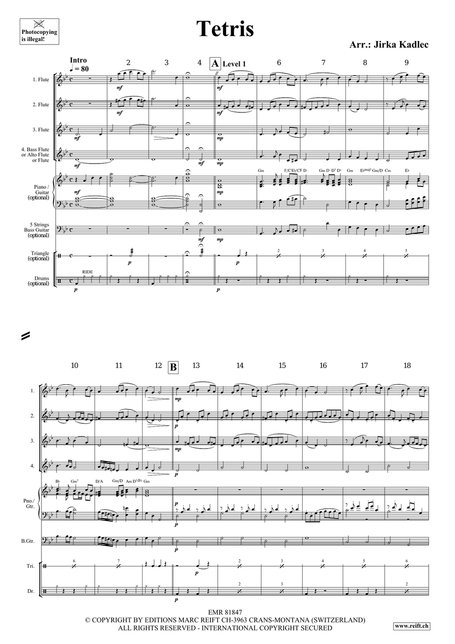 Tetris Tetris Flute Quartet scores gallery preview page 3