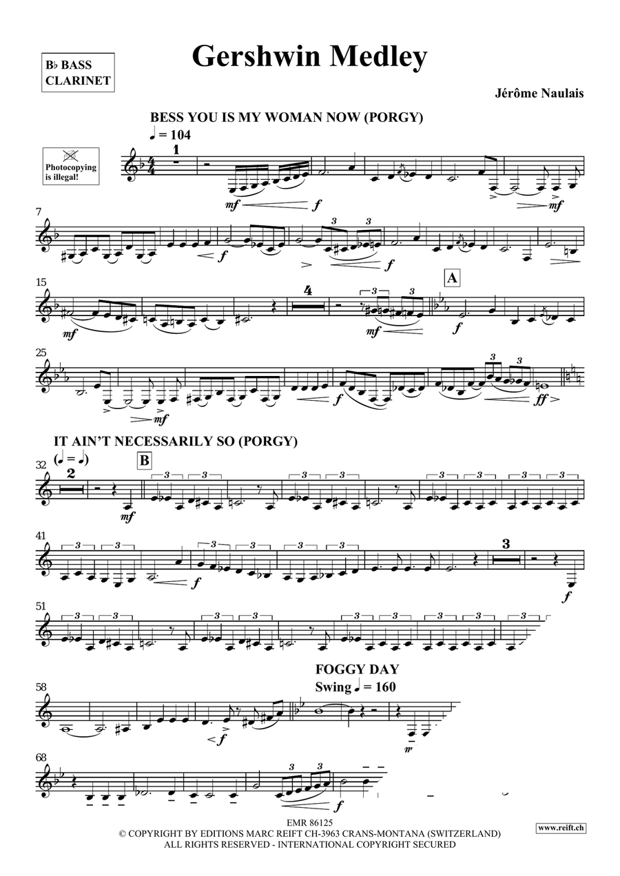 Gershwin Medley Gershwin Medley Bass Clarinet scores gallery preview page 4
