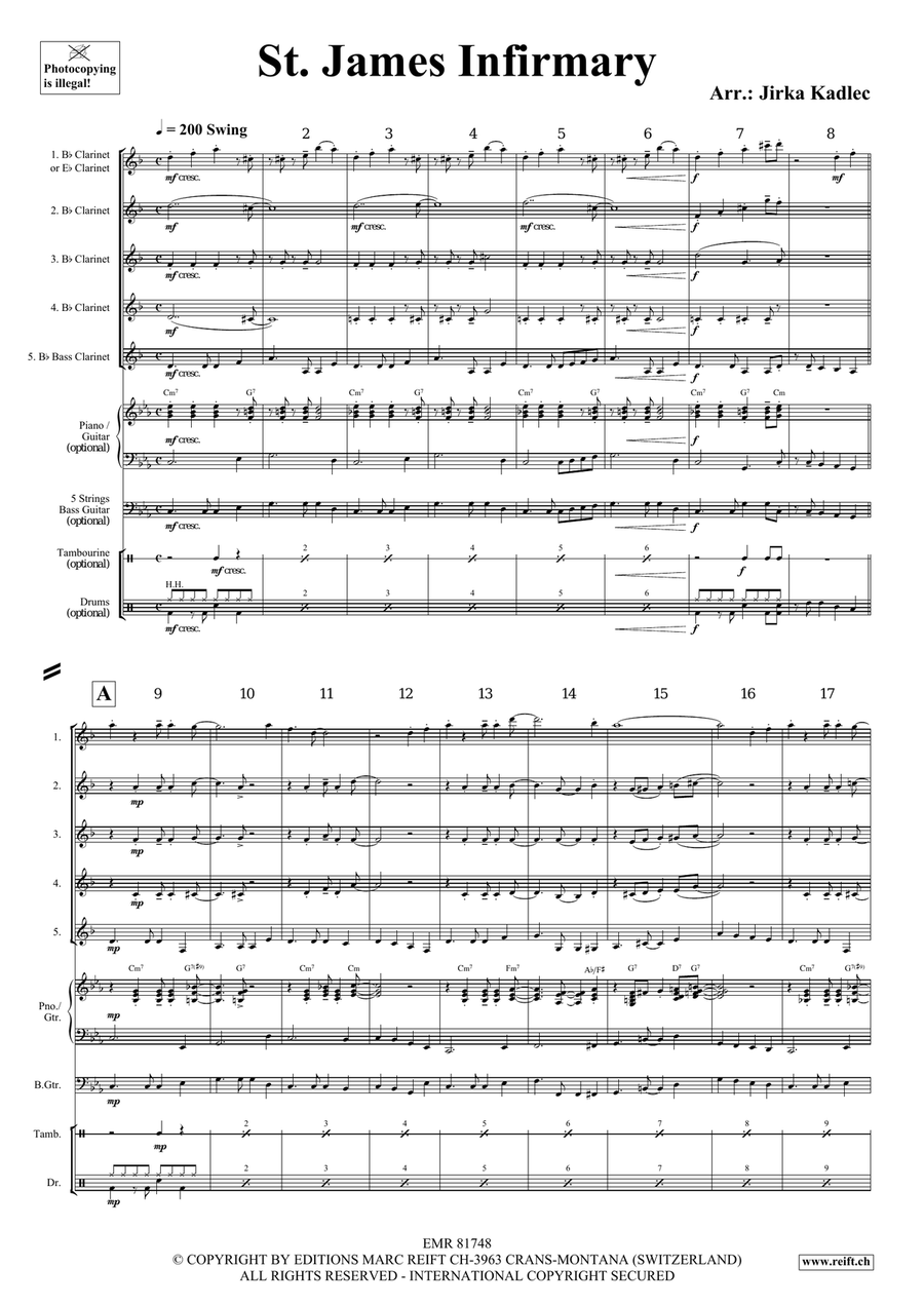 St. James Infirmary St. James Infirmary Clarinet Quintet scores gallery preview page 3