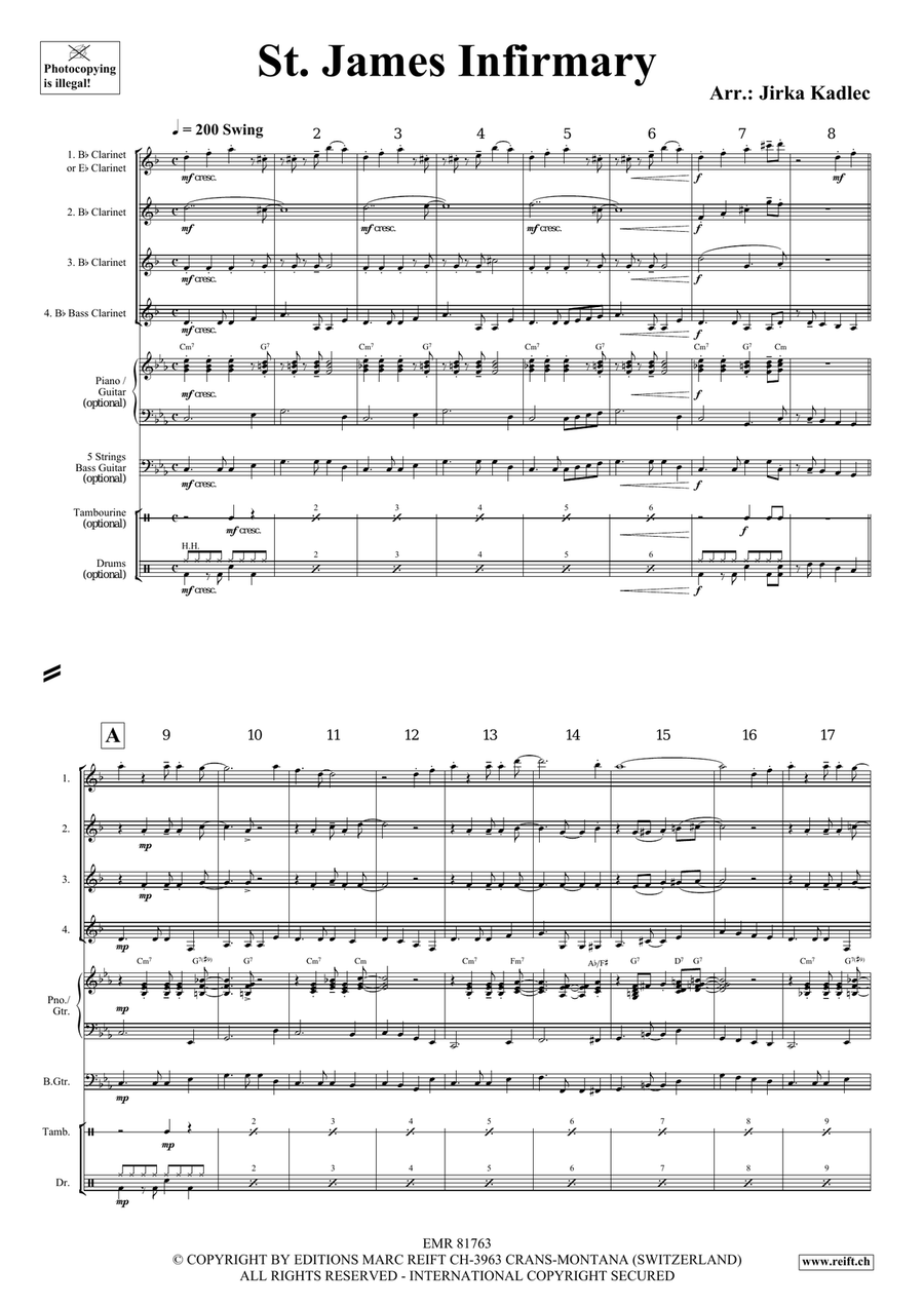 St. James Infirmary St. James Infirmary Clarinet Quartet scores gallery preview page 3