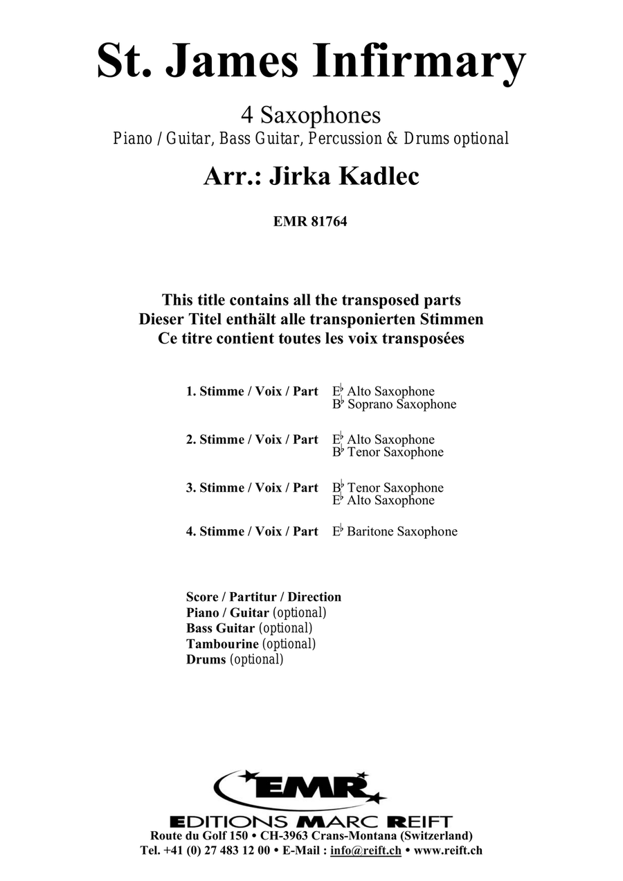 St. James Infirmary St. James Infirmary Saxophone Quartet scores gallery preview page 2