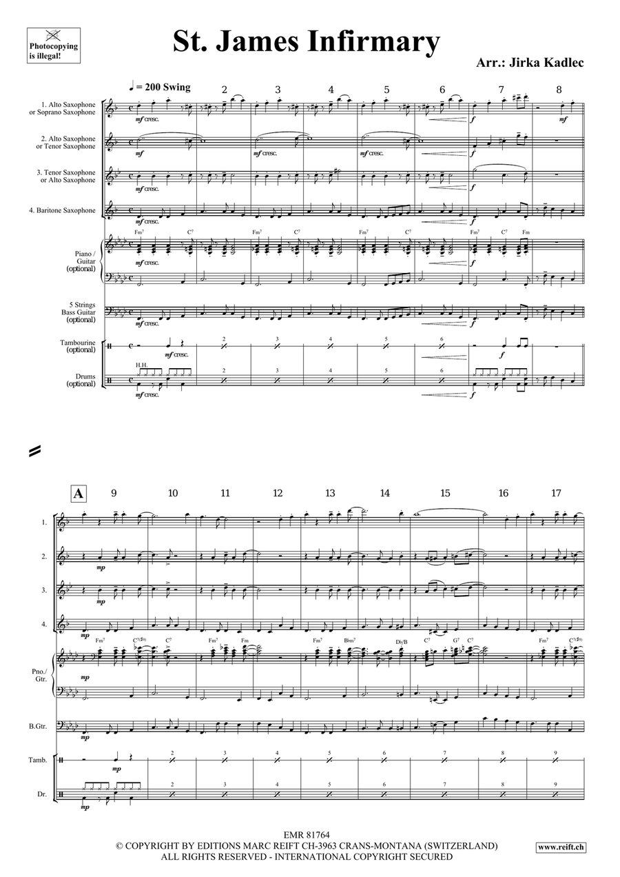 St. James Infirmary St. James Infirmary Saxophone Quartet scores gallery preview page 3