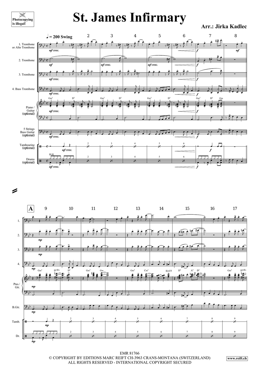 St. James Infirmary St. James Infirmary Trombone Quartet scores gallery preview page 3