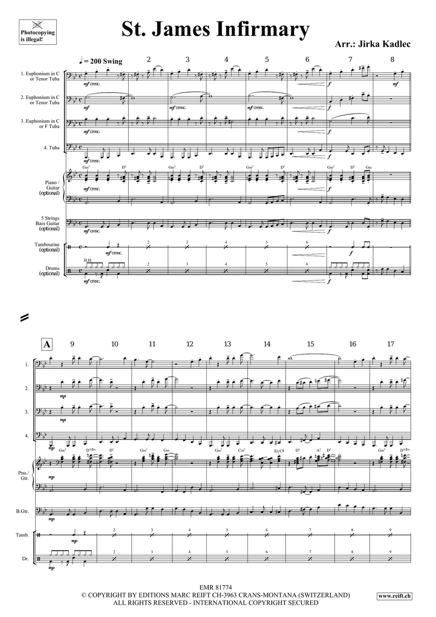 St. James Infirmary St. James Infirmary Tuba Quartet scores gallery preview page 3