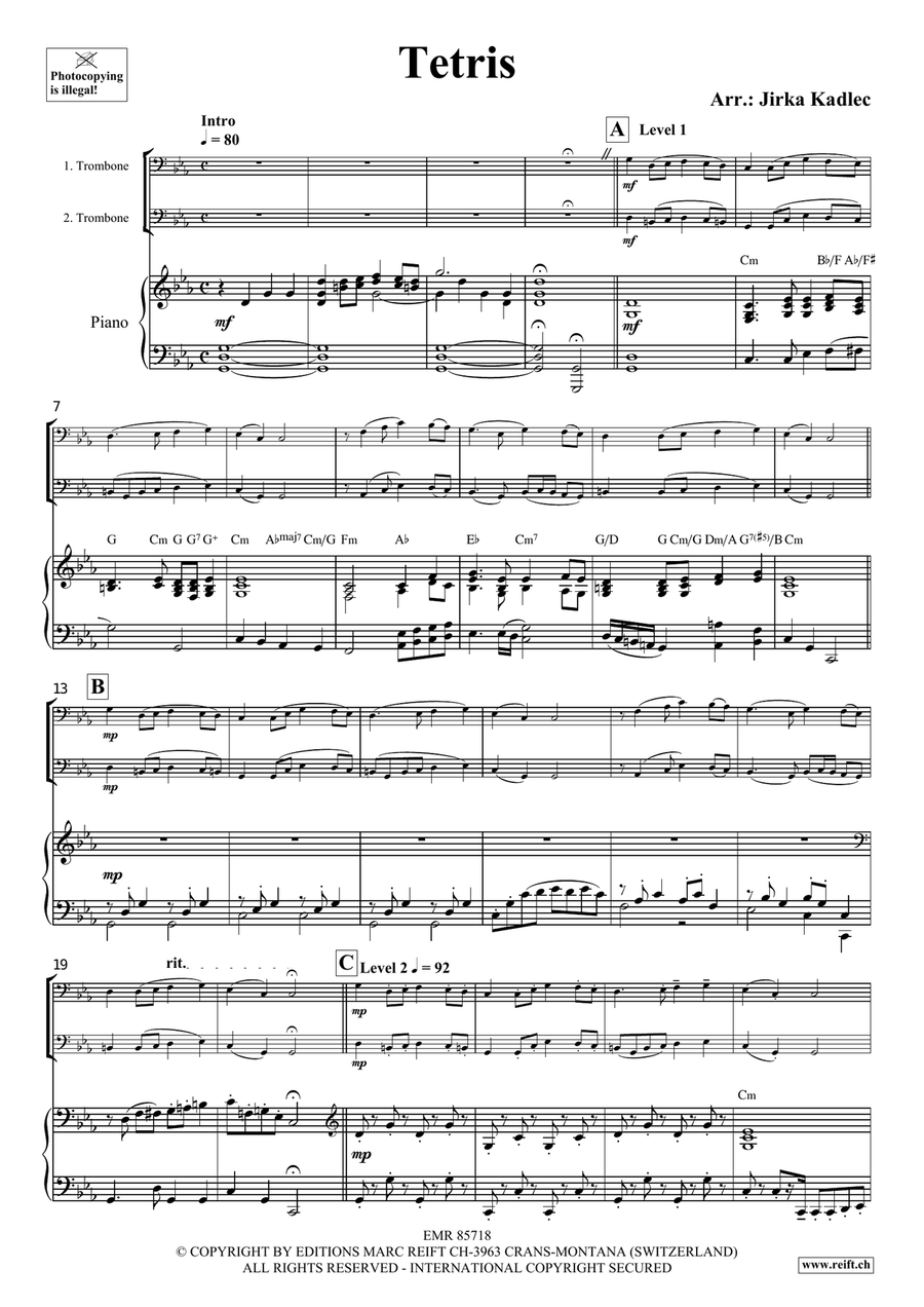 Tetris Tetris Trombone Duet scores gallery preview page 3