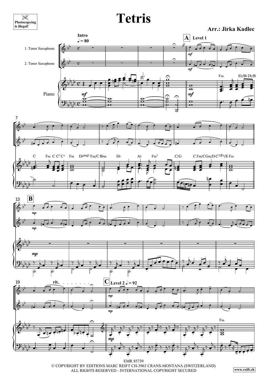 Tetris Tetris Tenor Saxophone scores gallery preview page 3