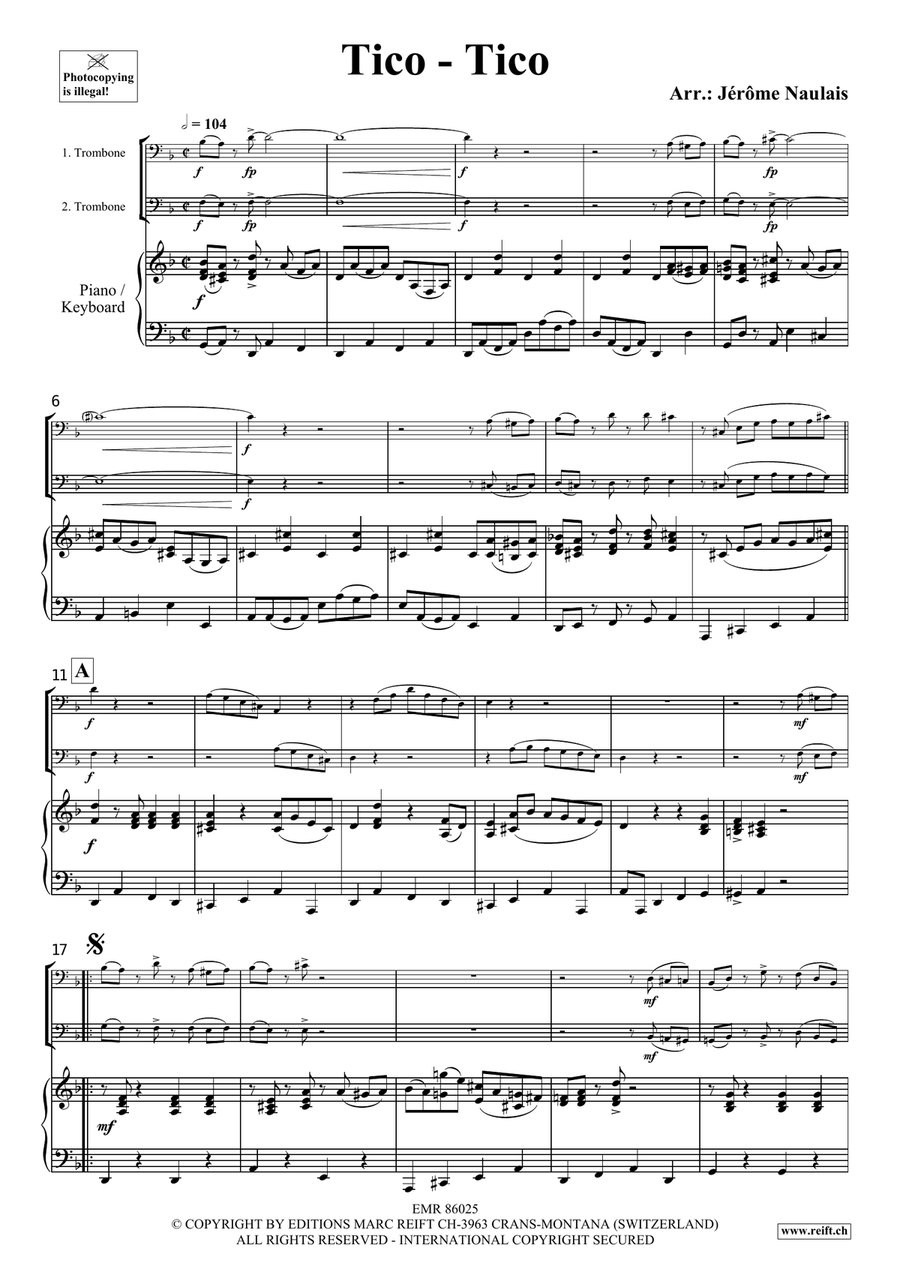 Tico-Tico Tico-Tico Trombone Duet scores gallery preview page 3