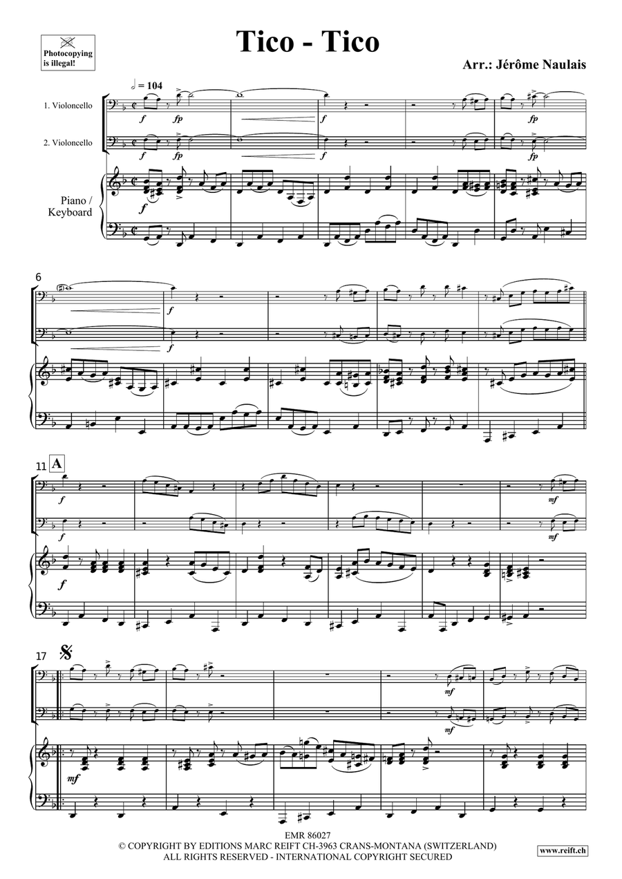 Tico-Tico Tico-Tico Cello scores gallery preview page 3