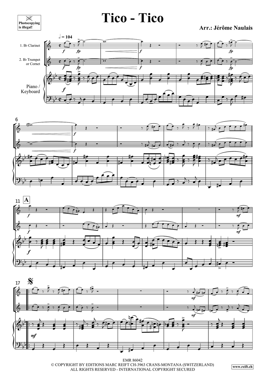 Tico-Tico Tico-Tico Clarinet scores gallery preview page 3