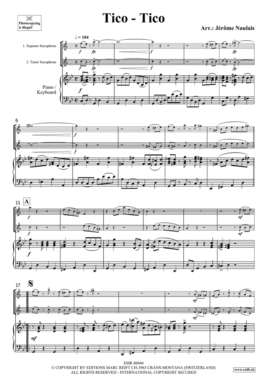 Tico-Tico Tico-Tico Tenor Saxophone scores gallery preview page 3