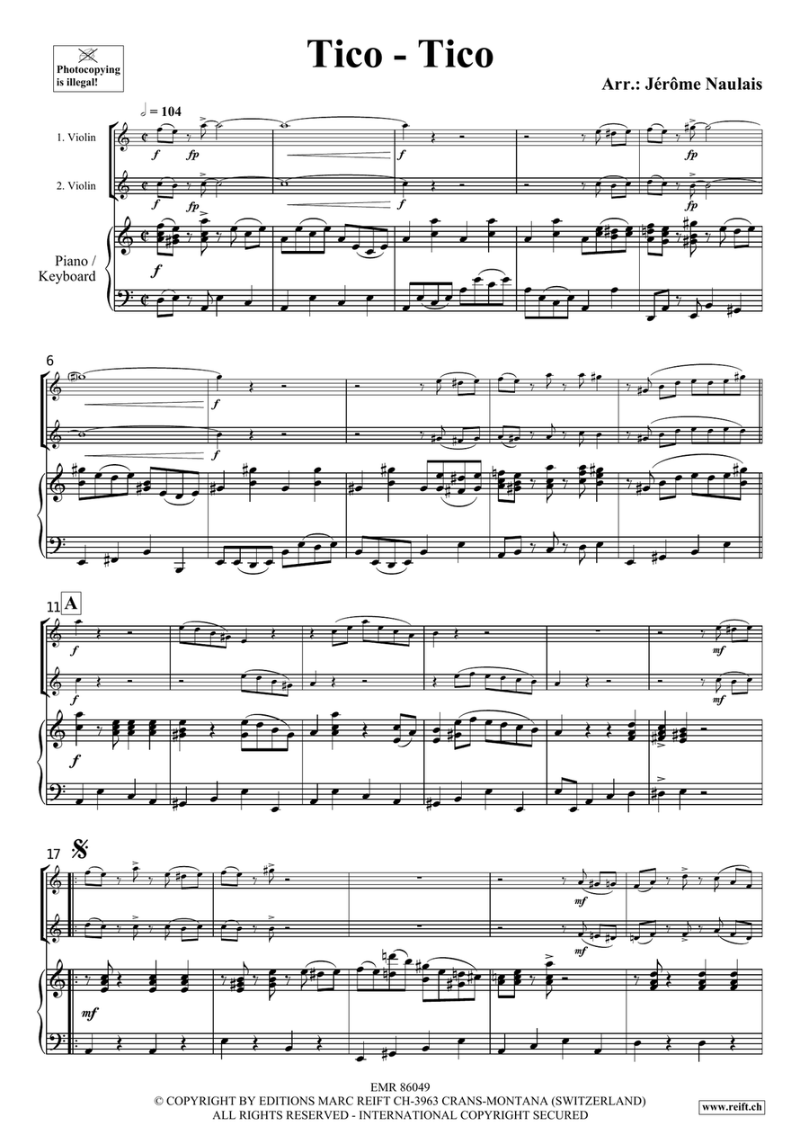 Tico-Tico Tico-Tico Violin scores gallery preview page 3