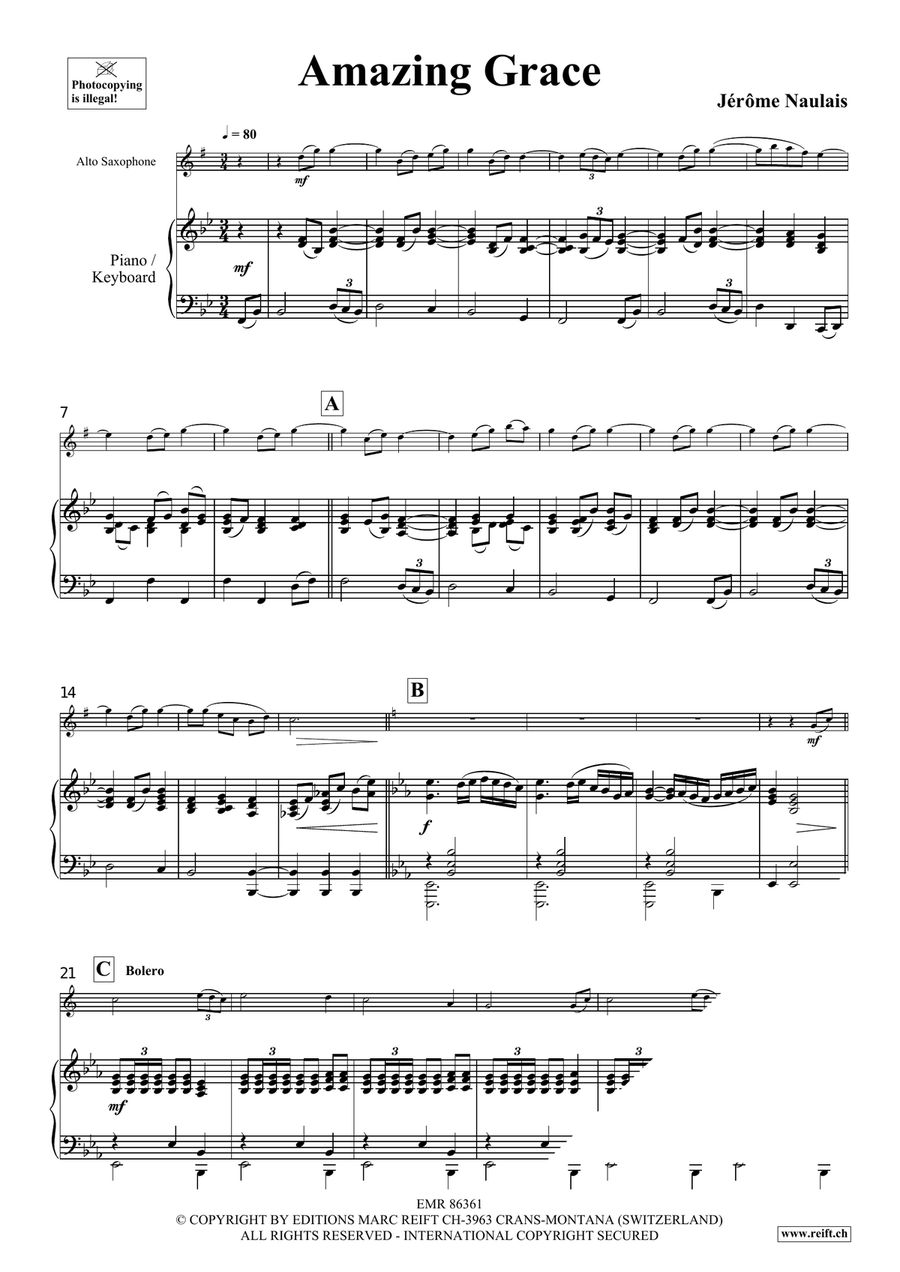 Amazing Grace Amazing Grace Alto Saxophone scores gallery preview page 4