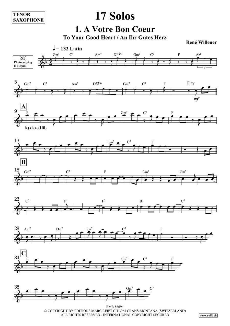 17 Solos 17 Solos Tenor Saxophone scores gallery preview page 4