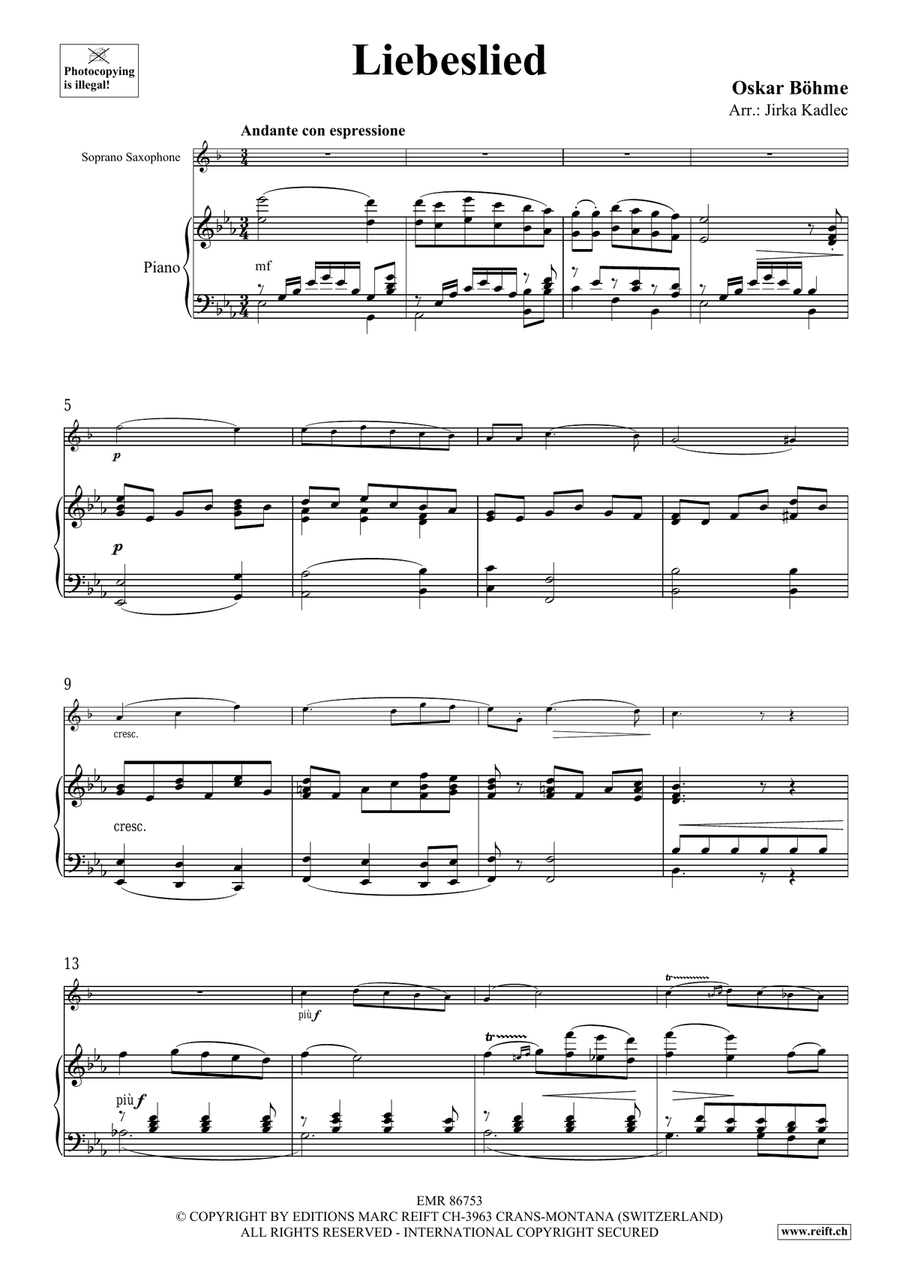 Liebeslied Liebeslied Soprano Saxophone scores gallery preview page 3
