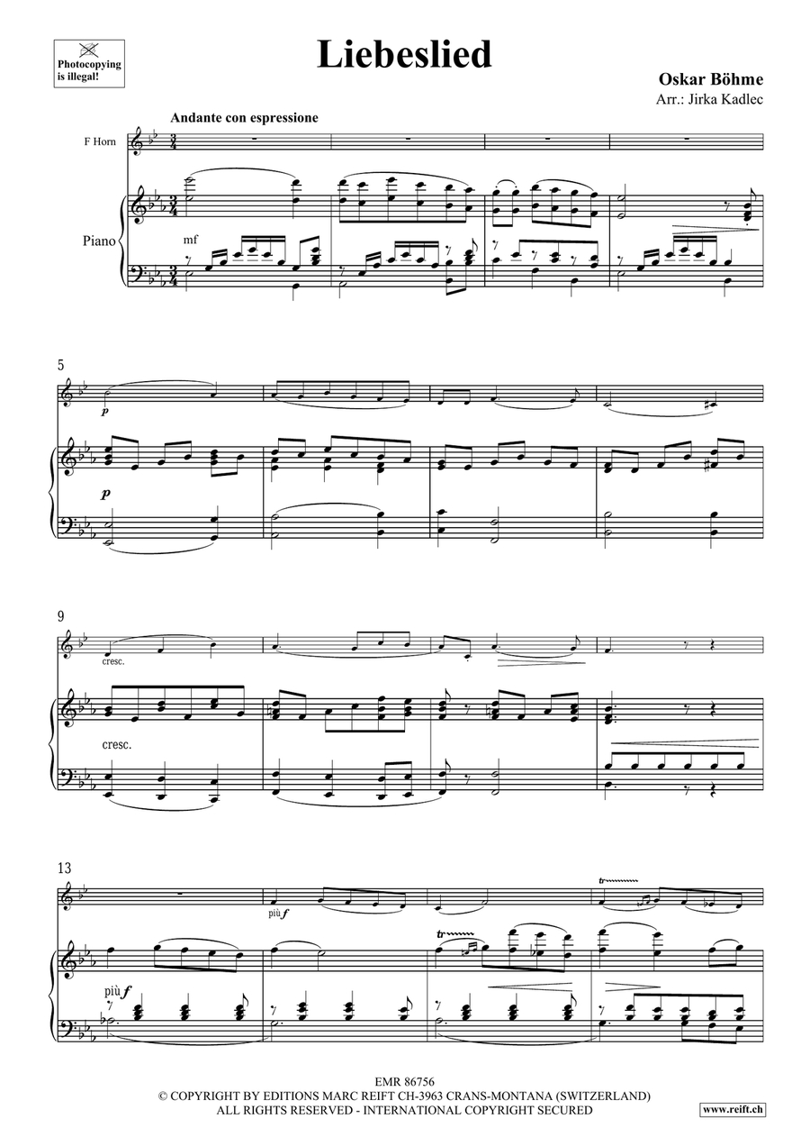 Liebeslied Liebeslied Horn scores gallery preview page 3