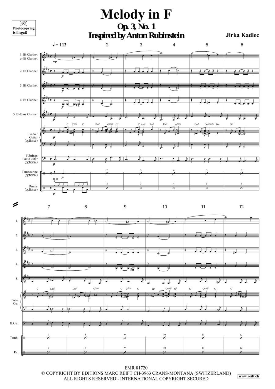 Melody in F Melody in F Clarinet Quintet scores gallery preview page 4