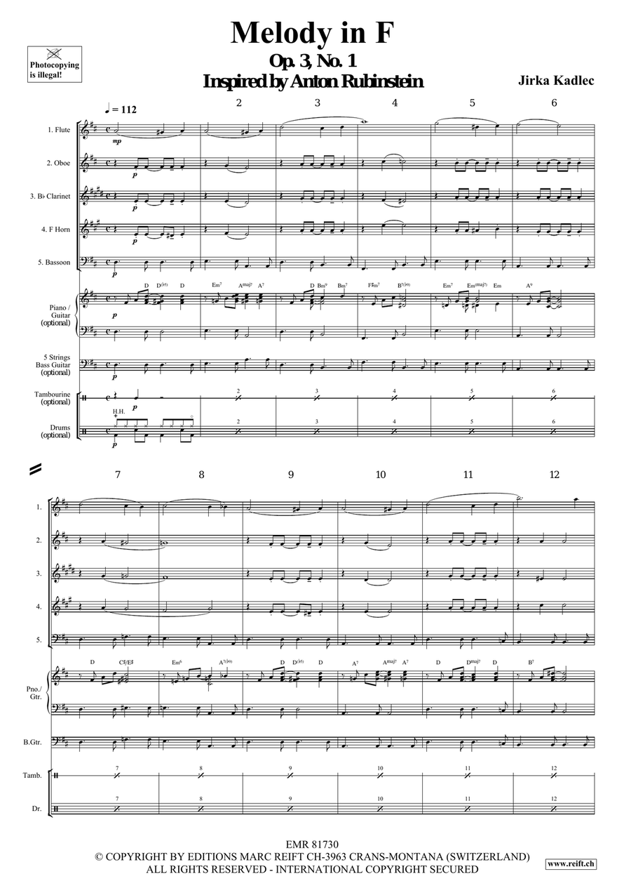 Melody in F Melody in F Woodwind Quintet scores gallery preview page 4