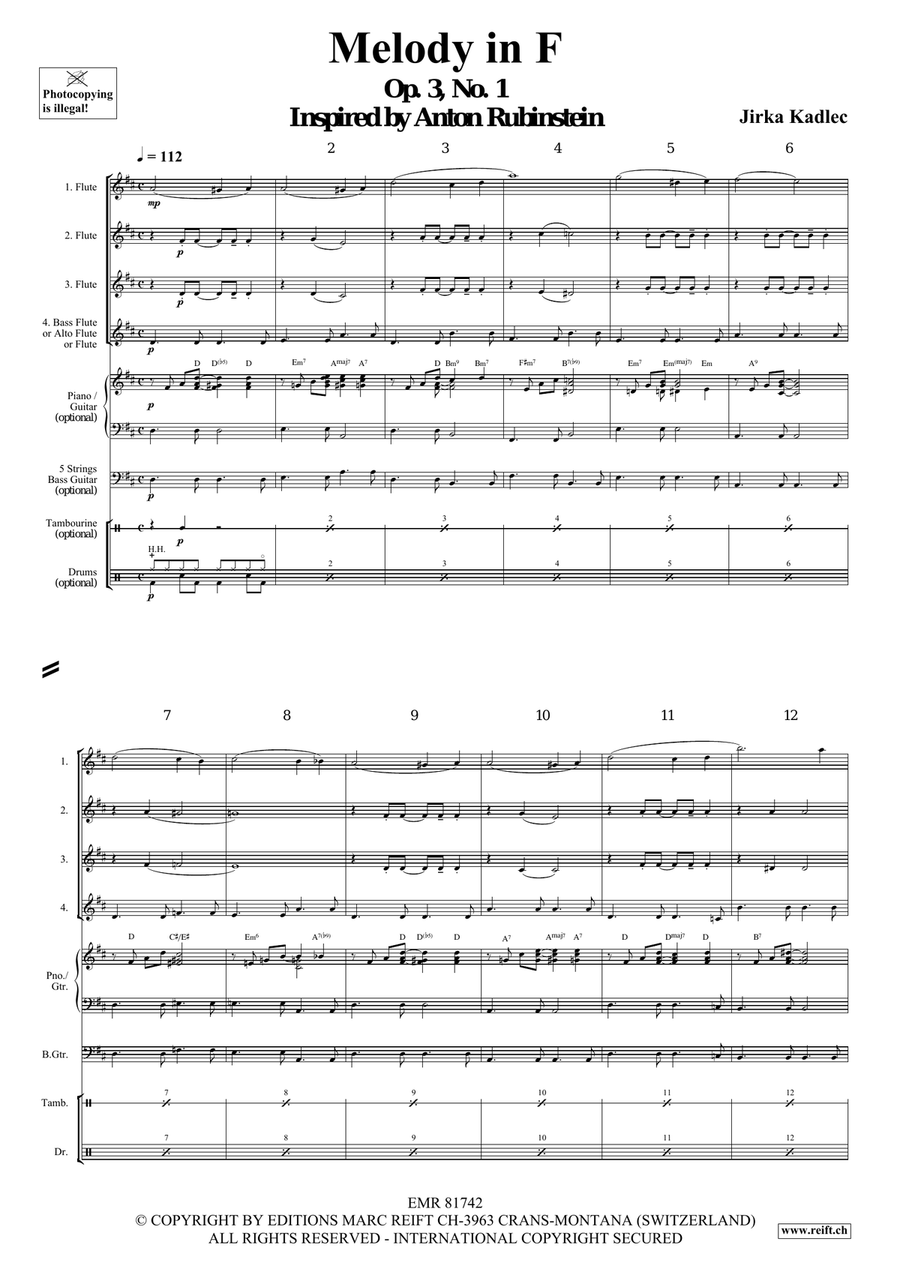 Melody in F Melody in F Flute Quartet scores gallery preview page 4