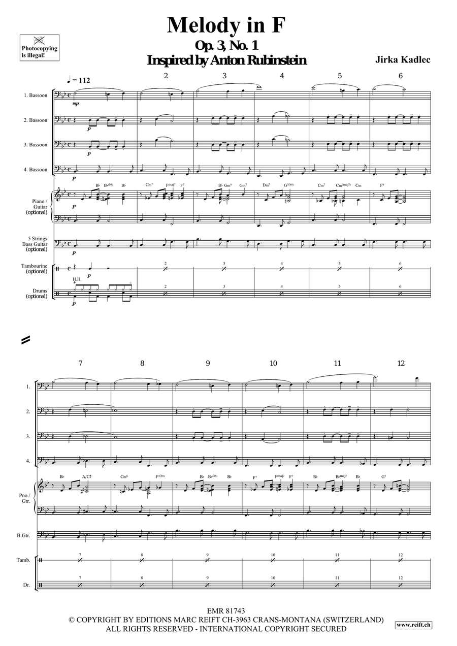 Melody in F Melody in F Bassoon Quartet scores gallery preview page 4