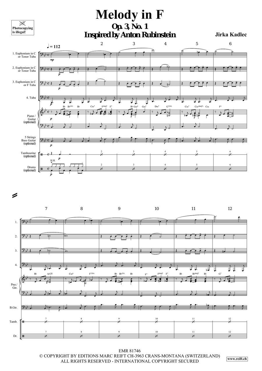Melody in F Melody in F Tuba Quartet scores gallery preview page 4