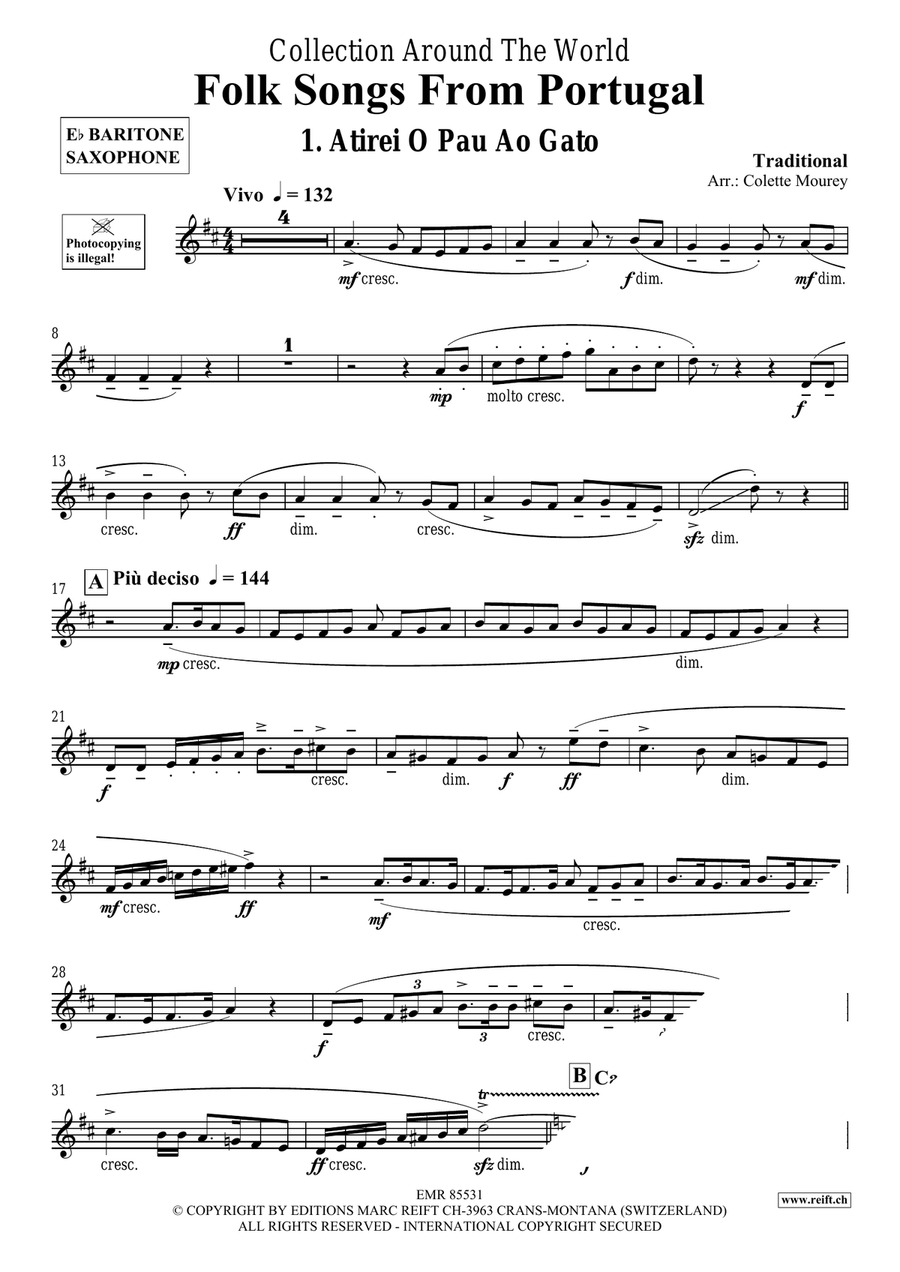 Folk Songs From Portugal Folk Songs From Portugal Baritone Saxophone scores gallery preview page 3