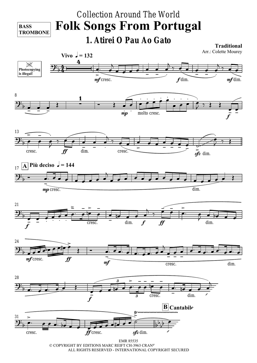 Folk Songs From Portugal Folk Songs From Portugal Bass Trombone scores gallery preview page 3