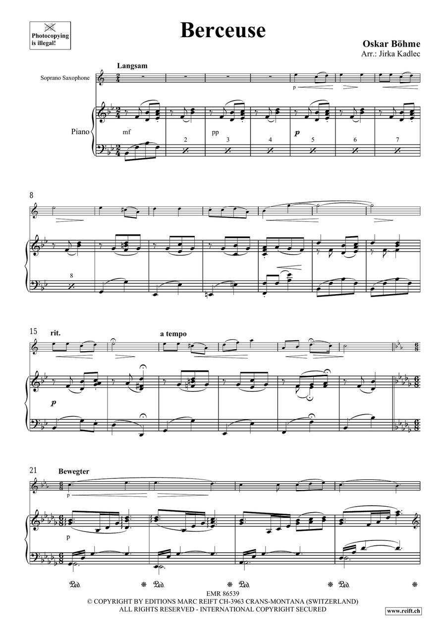 Berceuse Berceuse Soprano Saxophone scores gallery preview page 3