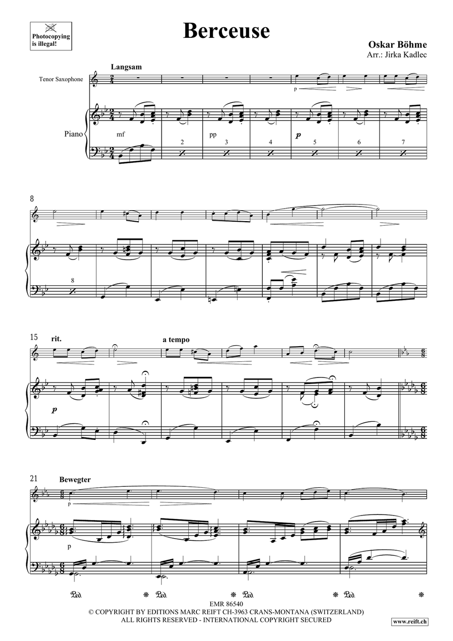Berceuse Berceuse Tenor Saxophone scores gallery preview page 3