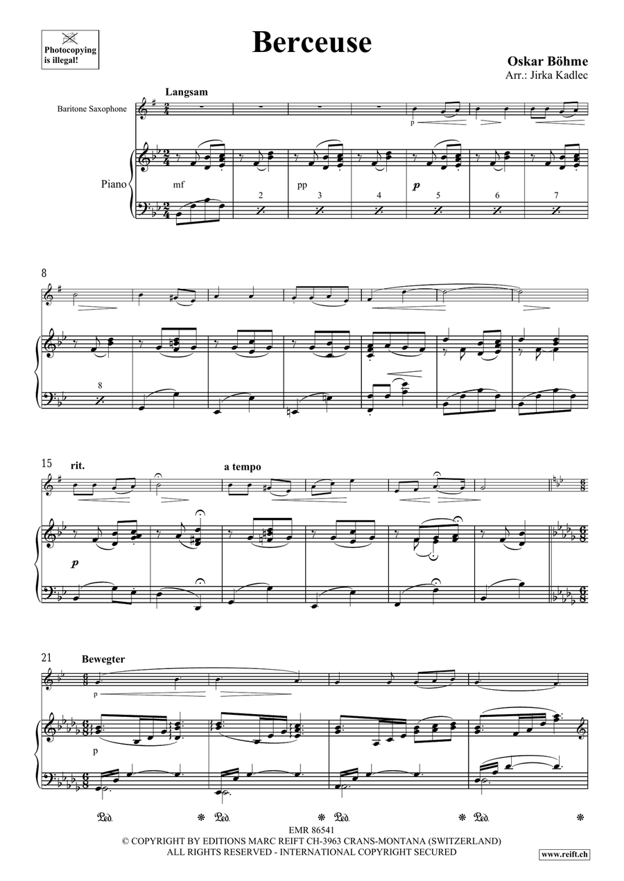 Berceuse Berceuse Baritone Saxophone scores gallery preview page 3