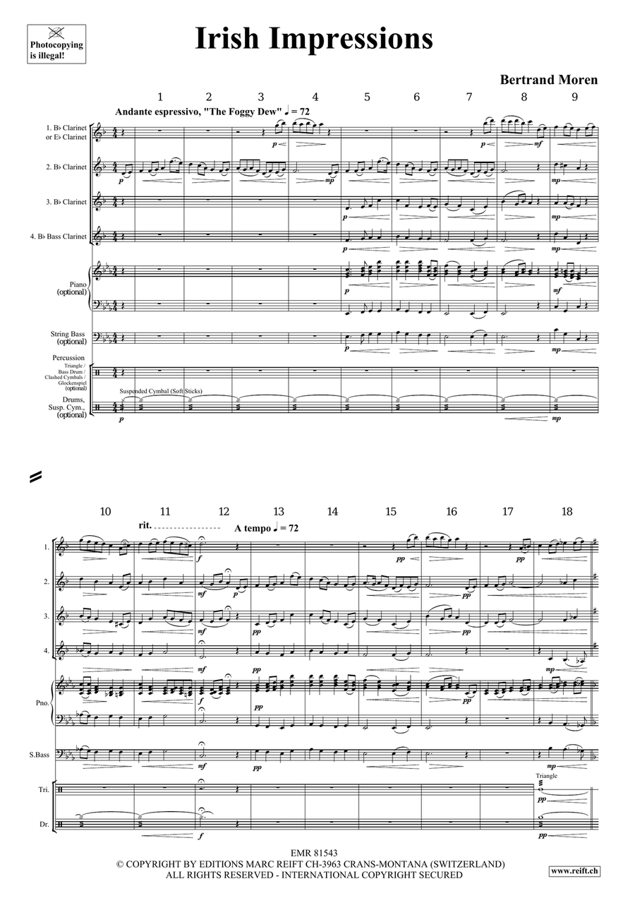 Irish Impressions Clarinet Quartet scores gallery preview page 4