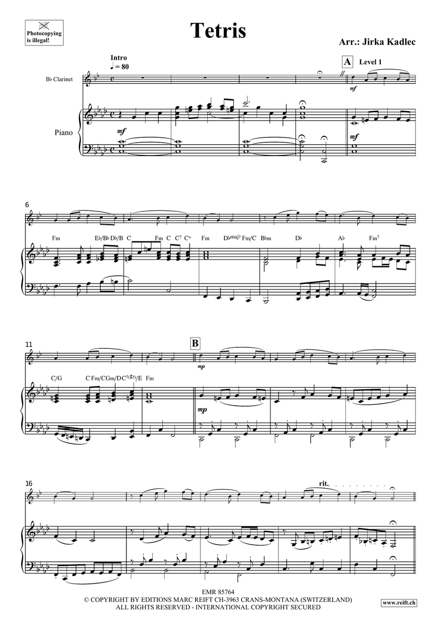 Tetris Tetris Clarinet Solo scores gallery preview page 4