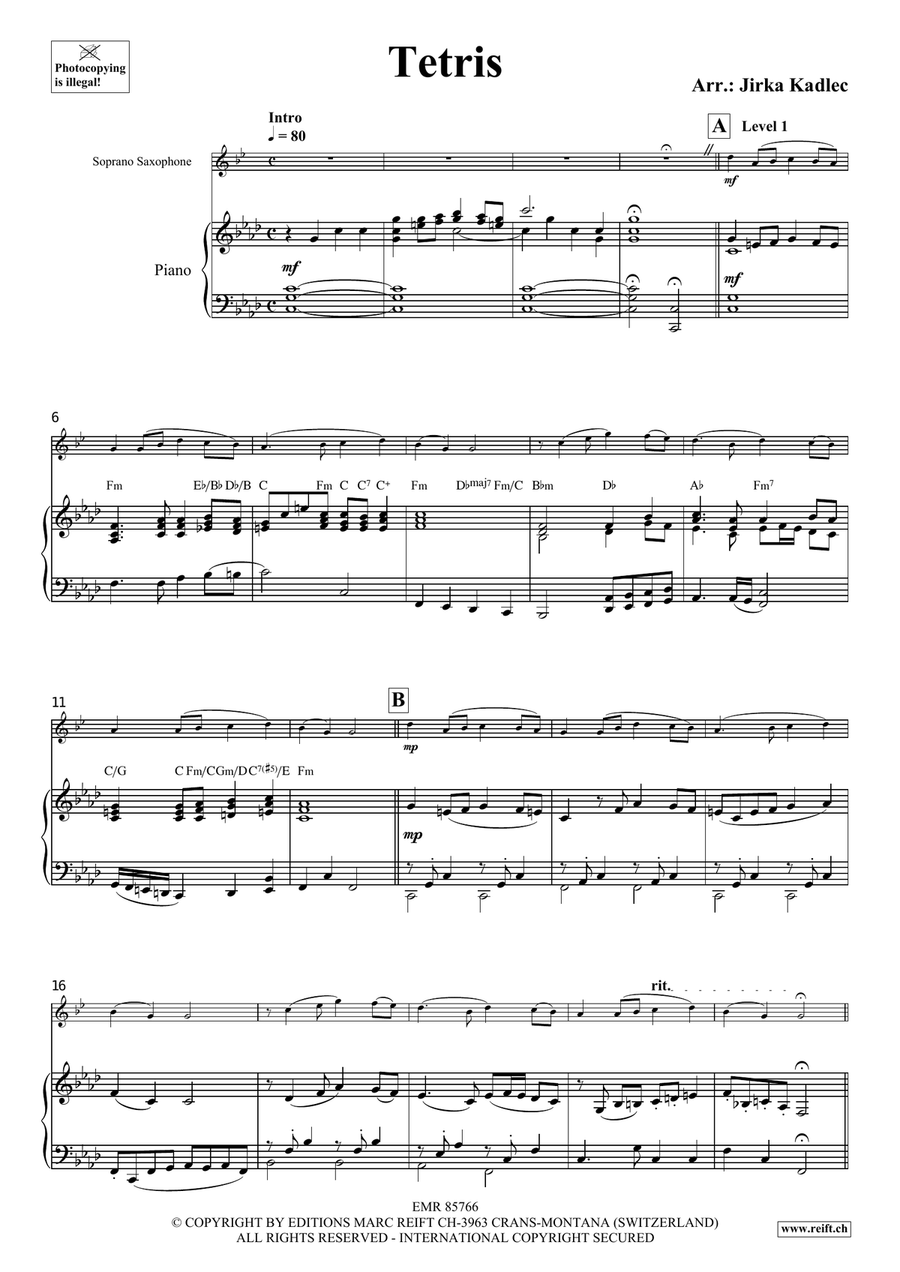 Tetris Tetris Soprano Saxophone scores gallery preview page 4