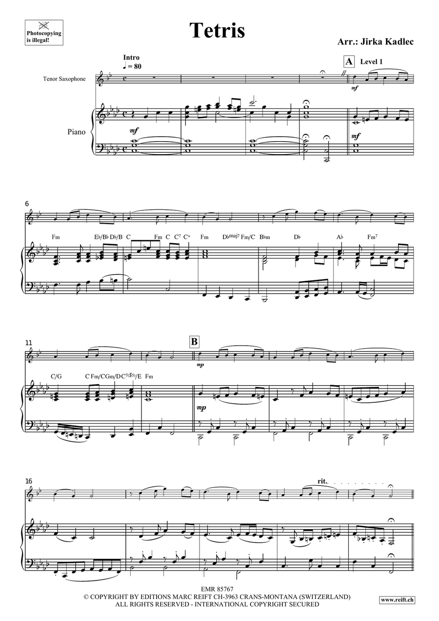 Tetris Tetris Tenor Saxophone scores gallery preview page 4